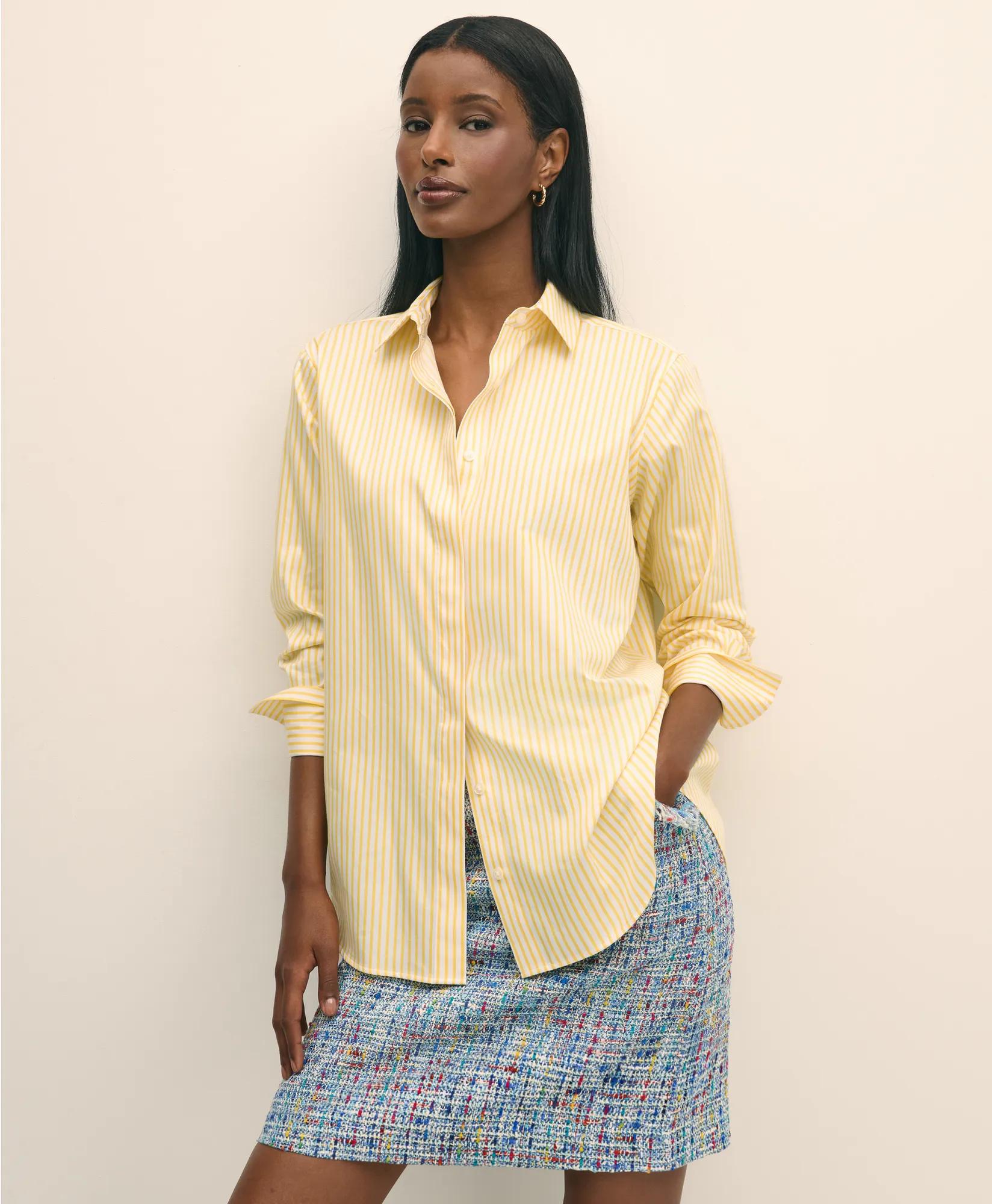 Relaxed Supima Cotton Sateen Striped Shirt