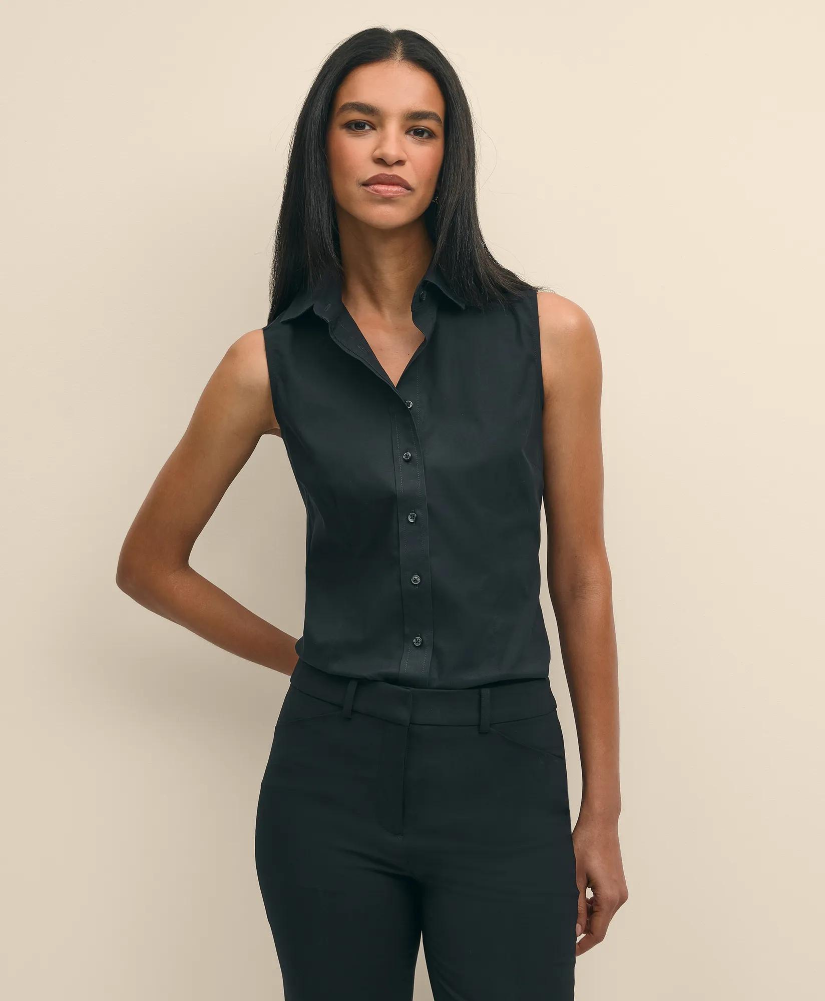 Fitted Non-Iron Stretch Supima Cotton Sleeveless Dress Shirt