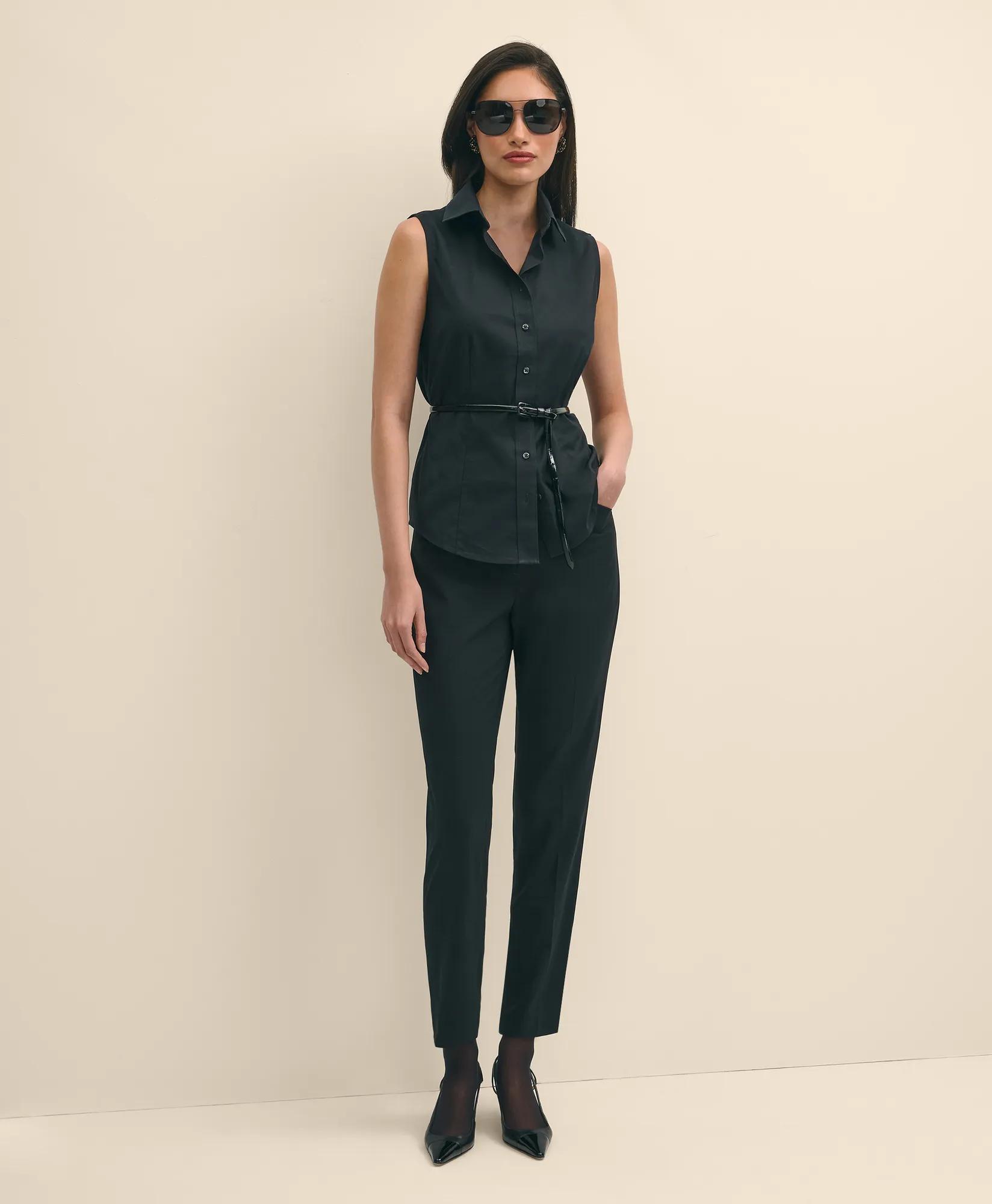 Fitted Non-Iron Stretch Supima Cotton Sleeveless Dress Shirt
