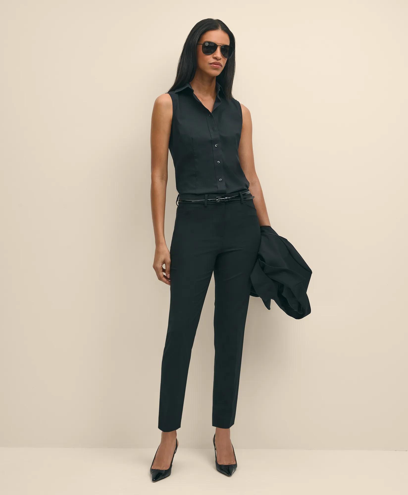 Fitted Non-Iron Stretch Supima Cotton Sleeveless Dress Shirt