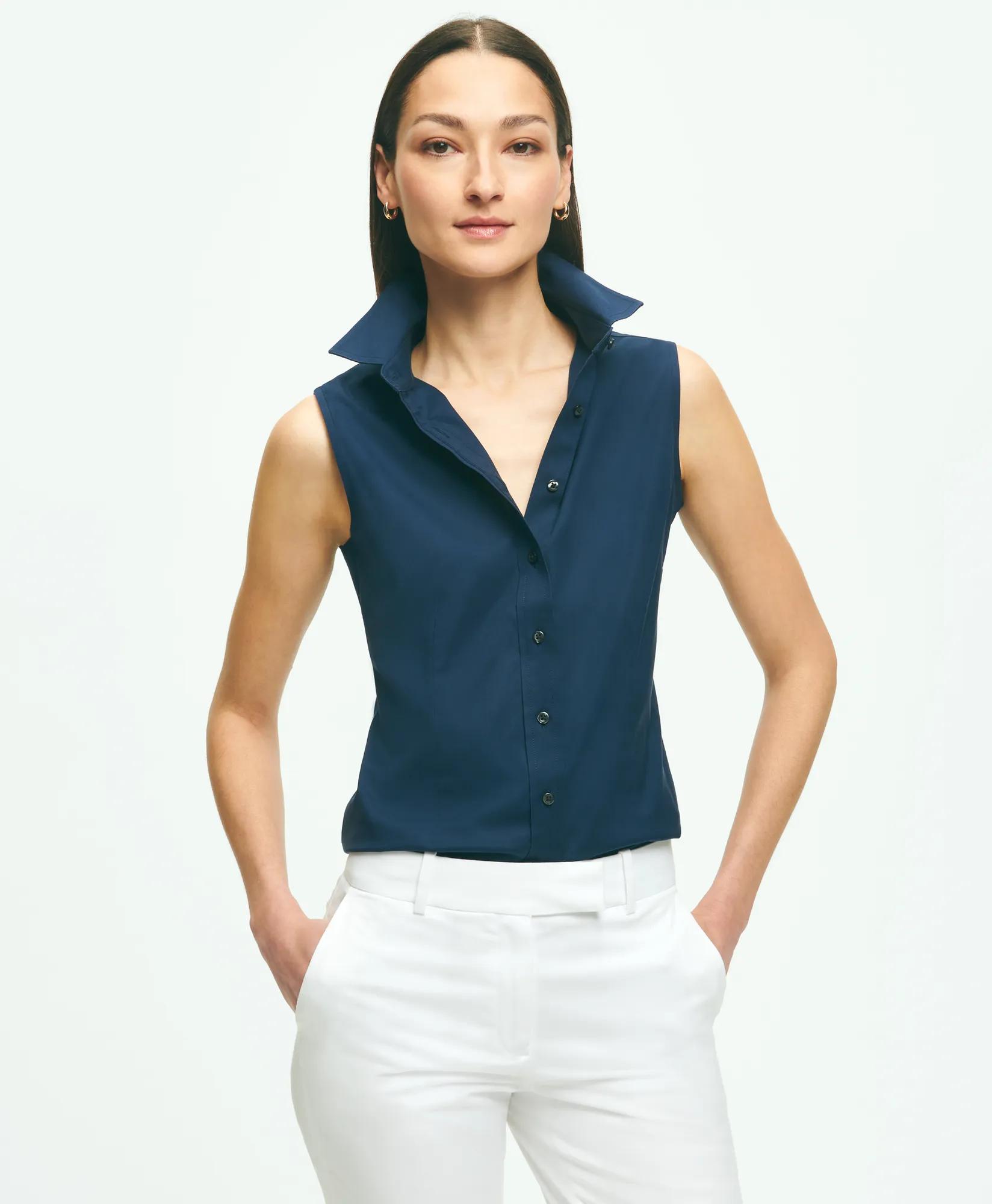 Fitted Non-Iron Stretch Supima Cotton Sleeveless Dress Shirt