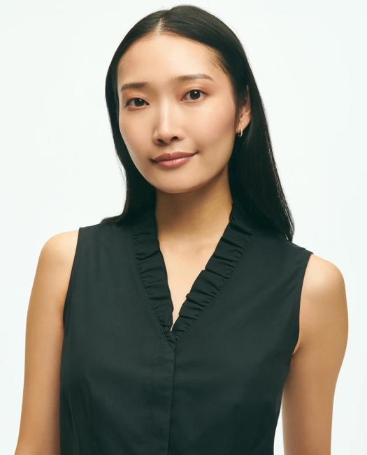 Fitted Non-Iron Stretch Supima Cotton Ruffle Shirt