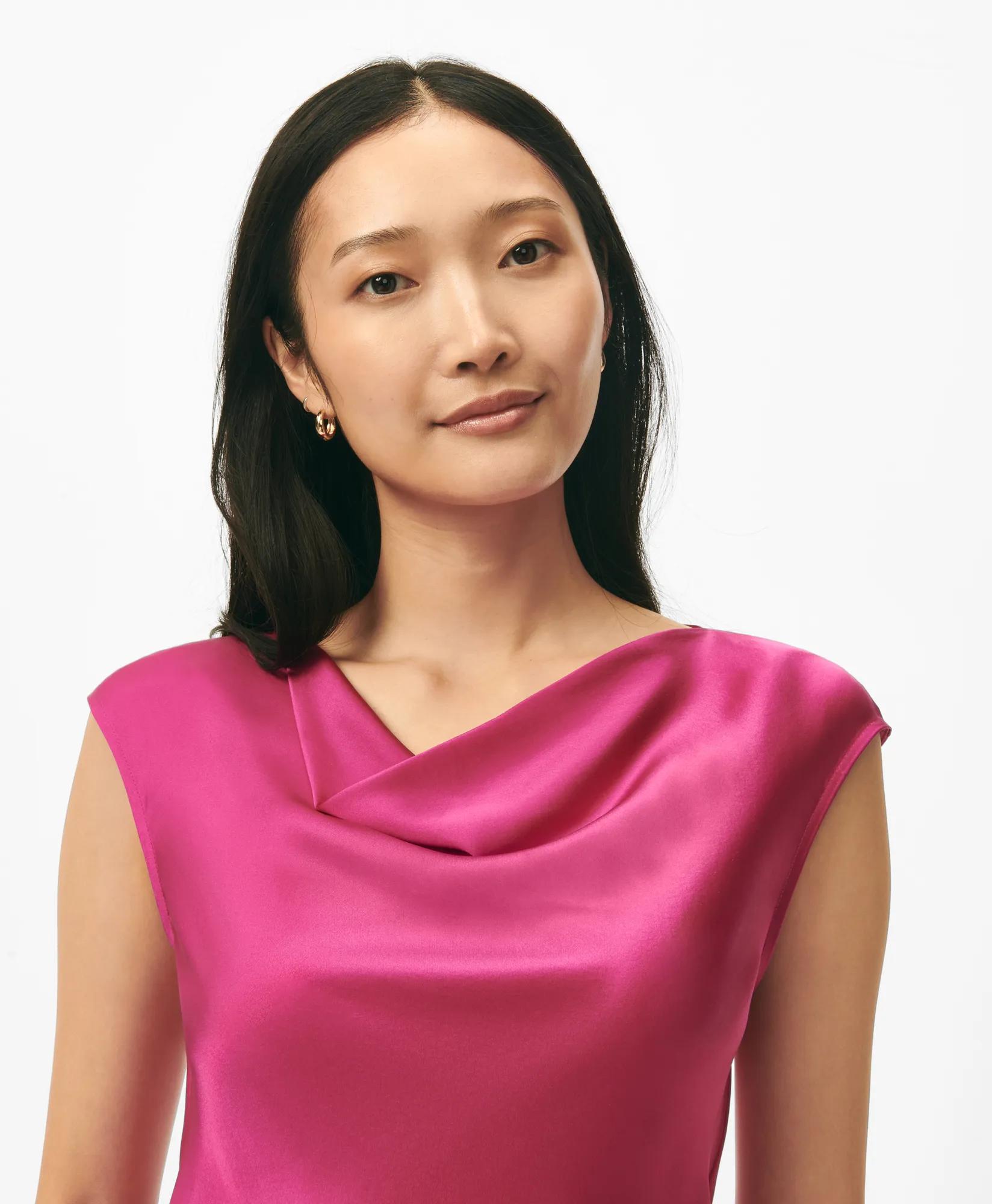 Cowl Neck Blouse in Washable Silk Charmeuse
