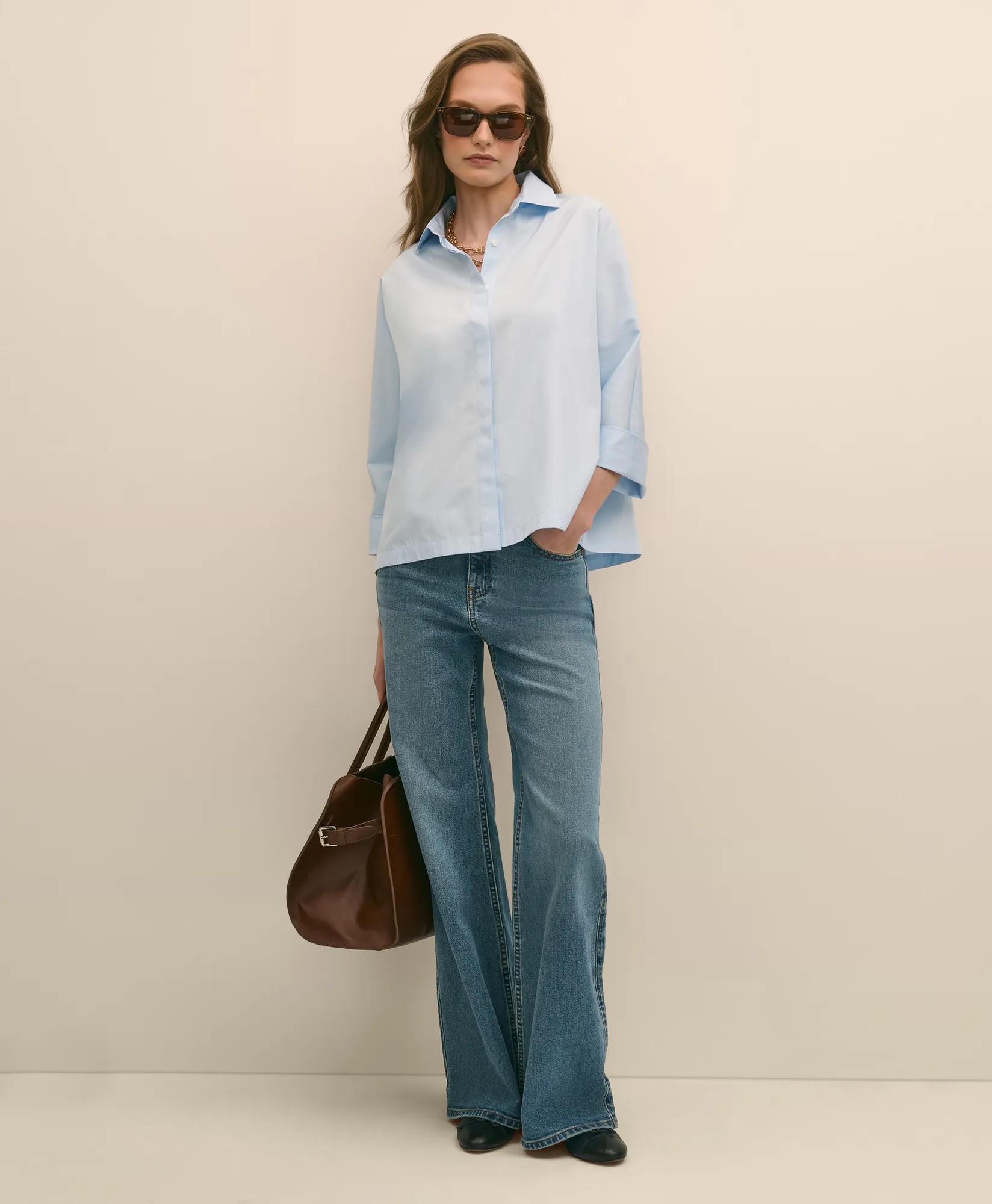 Supima Cotton Relaxed Dolman-Sleeve Shirt