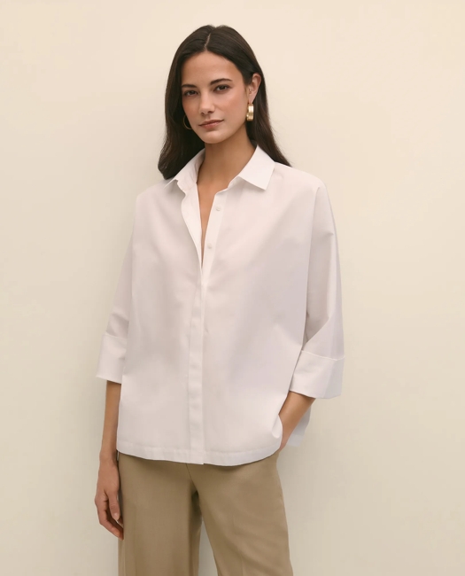 Supima Cotton Relaxed Dolman-Sleeve Shirt