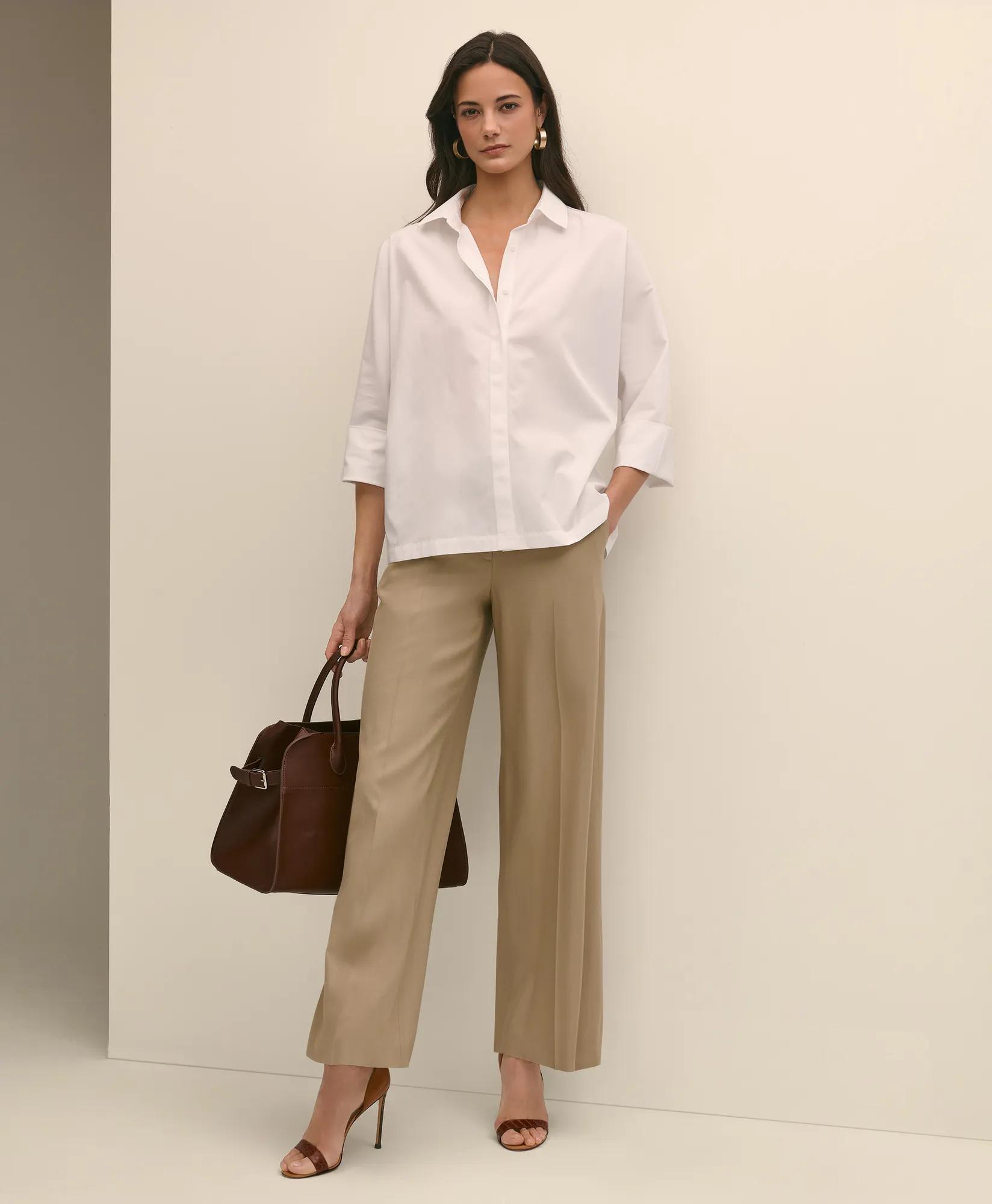 Supima Cotton Relaxed Dolman-Sleeve Shirt