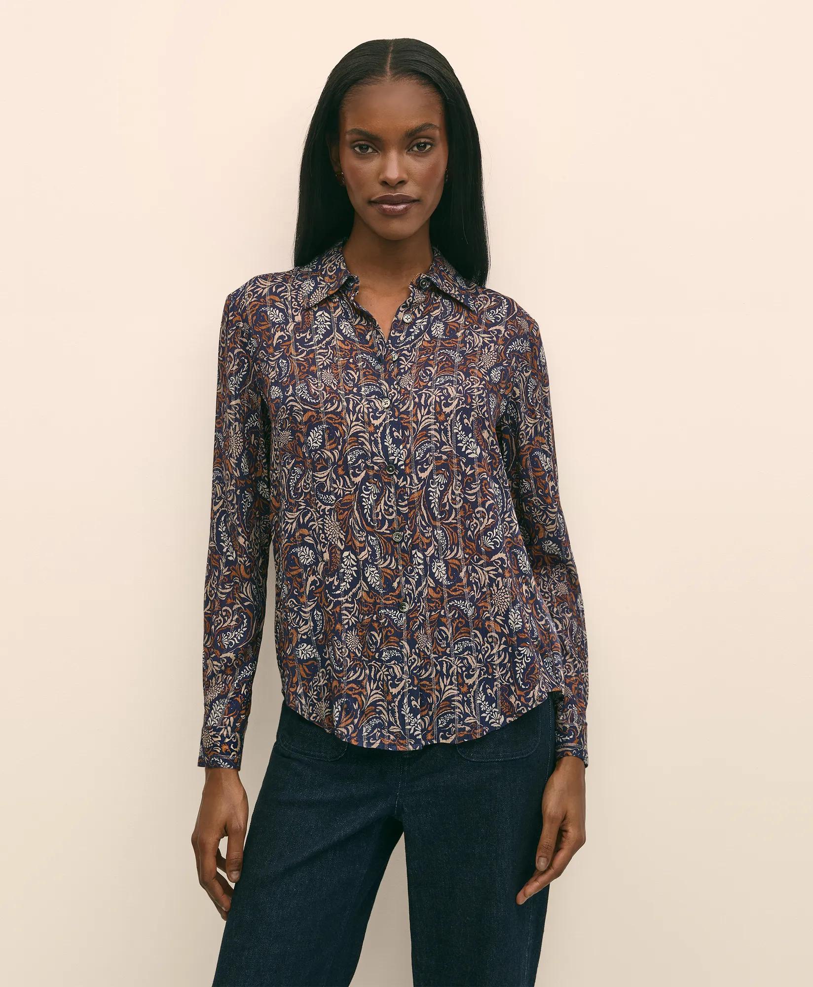 Paisley Shimmer-Stripe Shirt
