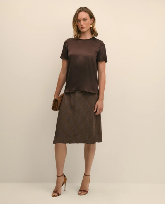 Short-Sleeve Top in Washable Silk Charmeuse
