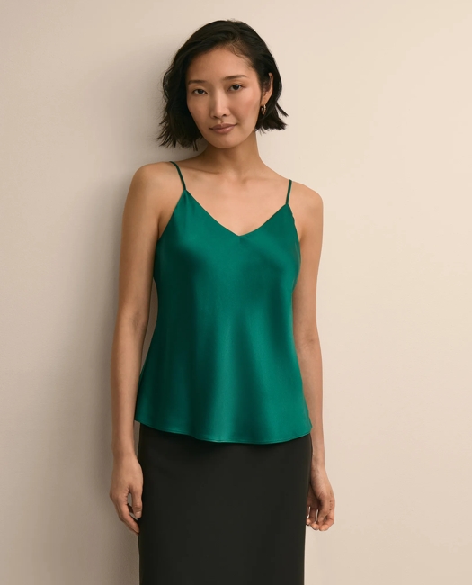 V-Neck Cami in Washable Silk Charmeuse