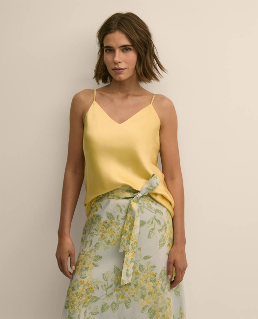 V-Neck Cami in Washable Silk Charmeuse