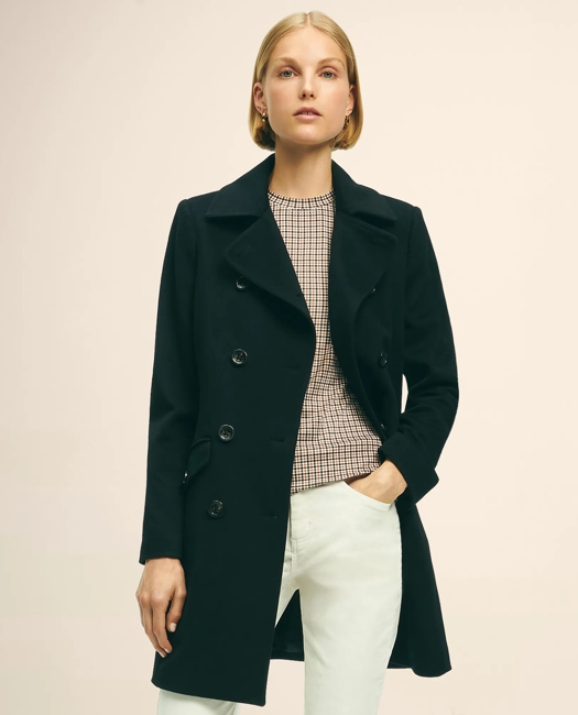 Brushed Wool Double-Breasted Peacoat