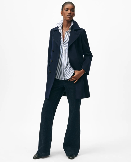 Brushed Wool Double-Breasted Peacoat