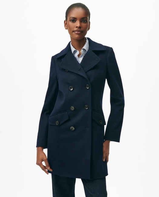 Brushed Wool Double-Breasted Peacoat