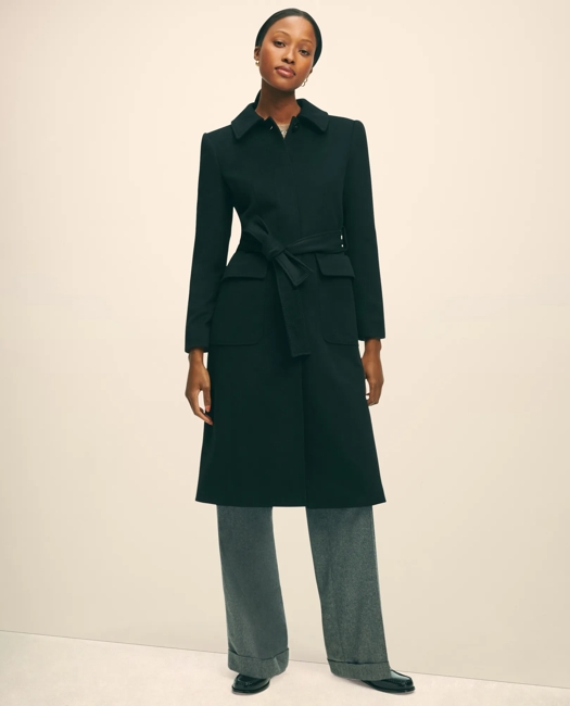 Brushed Wool Twill Wrap Coat