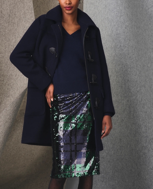 Wool Twill Hooded Toggle Coat