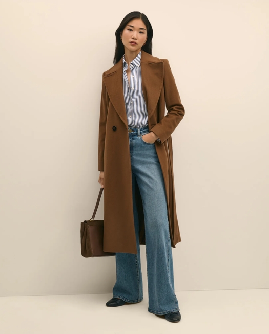 Notch Collar Coat in Water-Repellent Brushed-Twill Wool