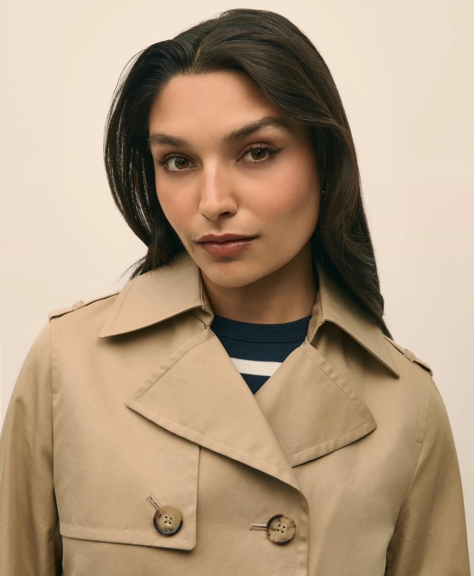 Supima Cotton Water Repellent Cropped Trench Coat