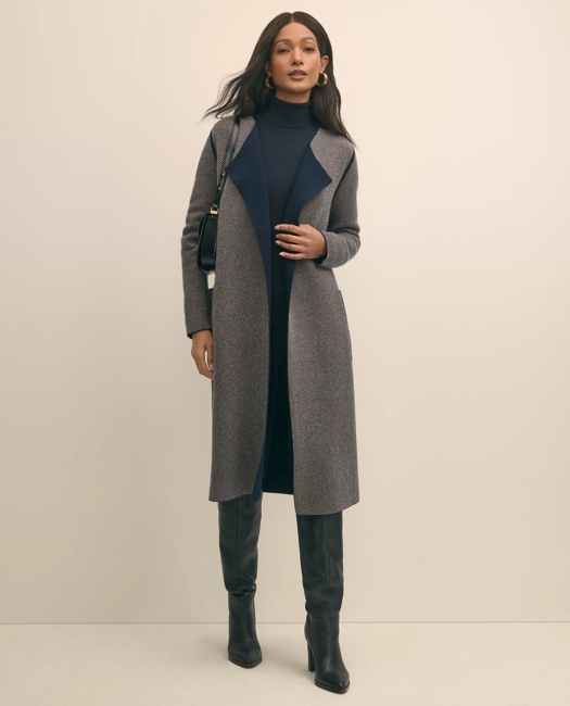 Merino Wool-Cashmere Belted Reversible Sweater Jacket
