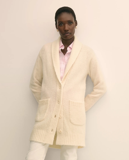 Alpaca-Wool Blend Shawl Collar Tunic Cardigan Sweater