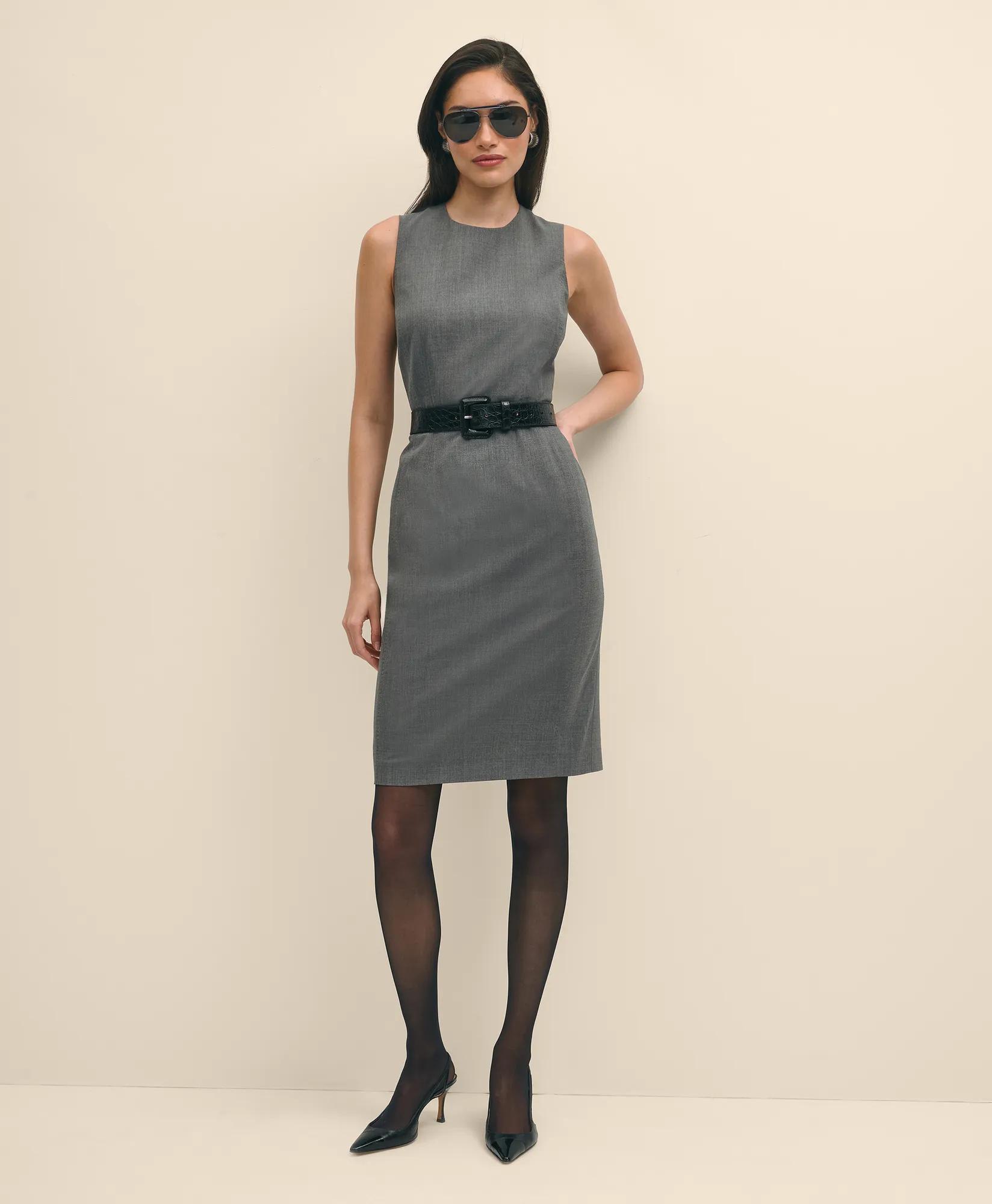 The Essentials Stretch Wool Sheath Dress - Dark Grey