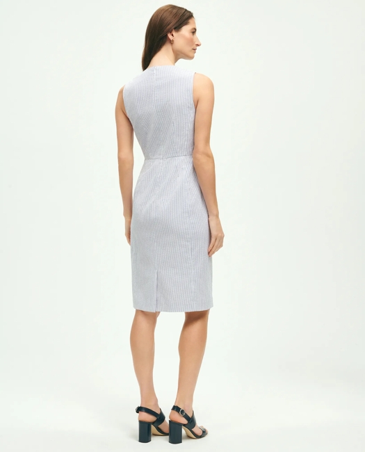 Stretch Cotton Seersucker Sheath Dress