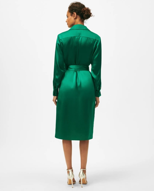 Relaxed Utility Shirt Dress in Washable Silk