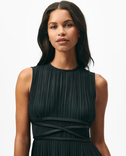 A-Line Sleeveless Dress in Pleated Chiffon
