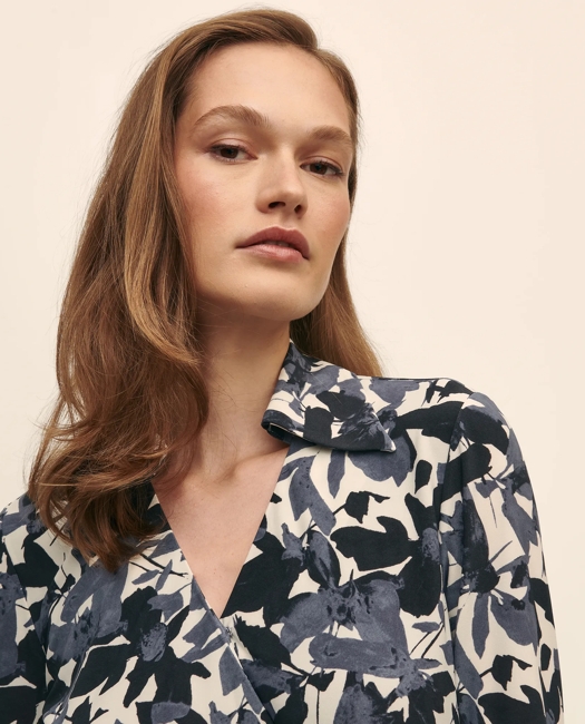 Abstract Print Wrap Dress