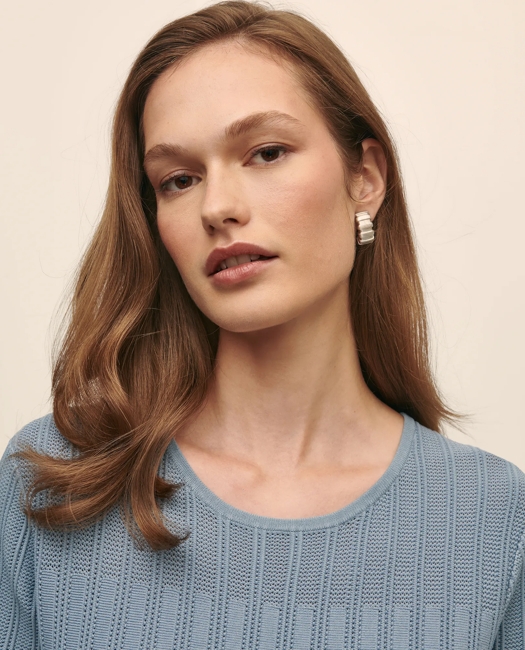 A-Line Pleated Short-Sleeve Sweater Dress