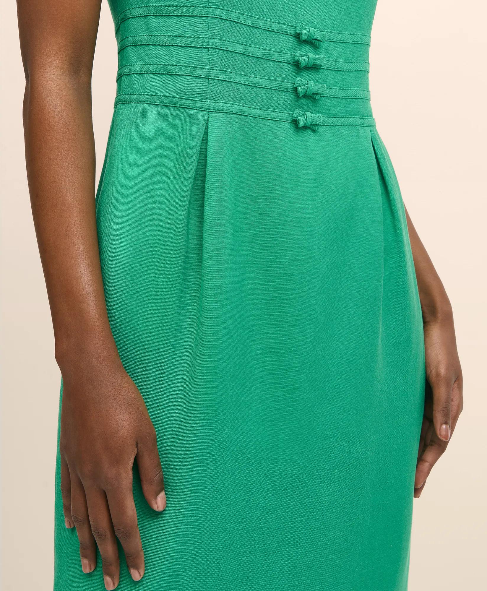 Linen Blend Bow Sheath Dress