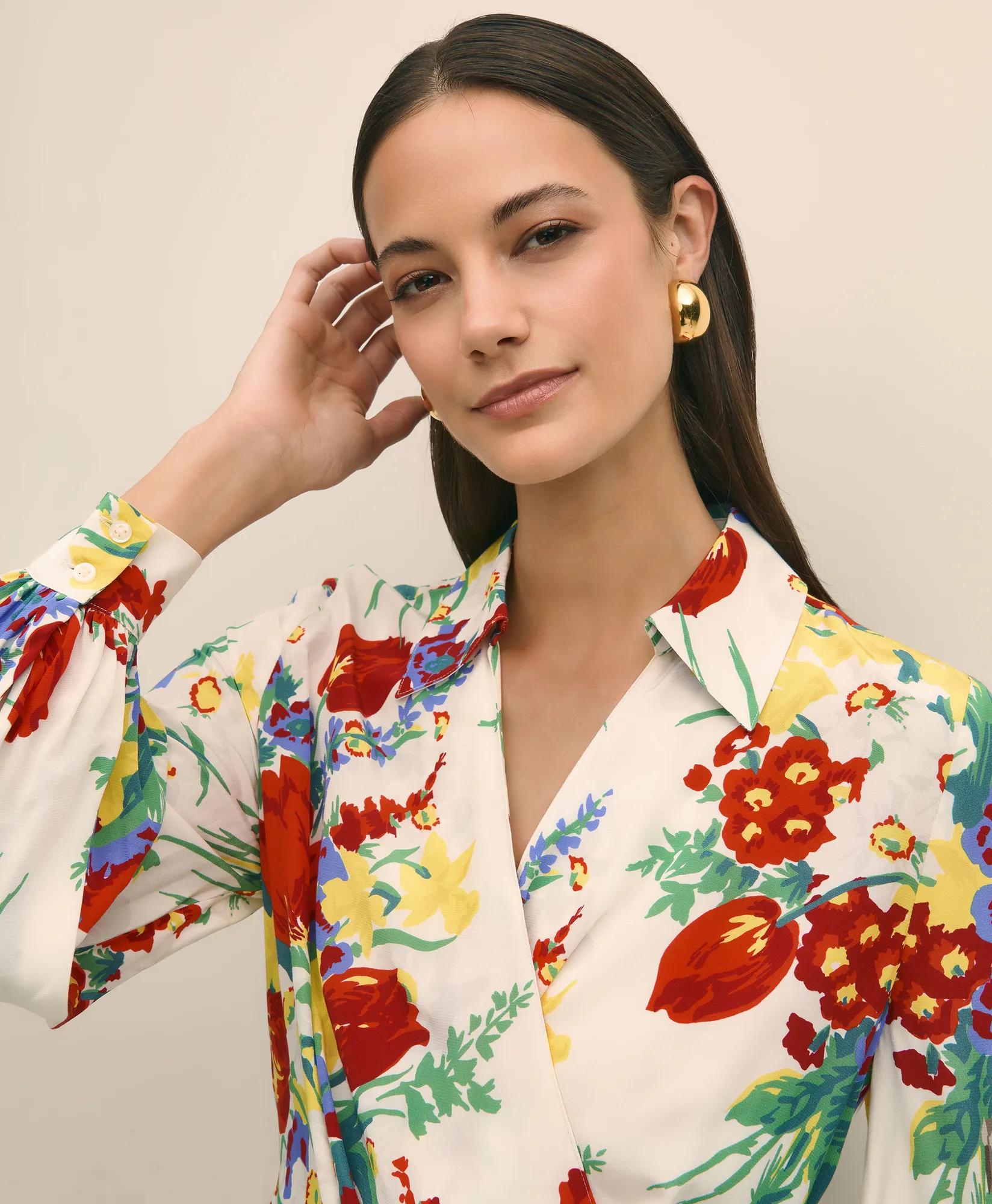 Floral Wrap Dress in Crepe