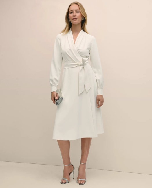 Fit-And-Flare Crepe Wrap Dress