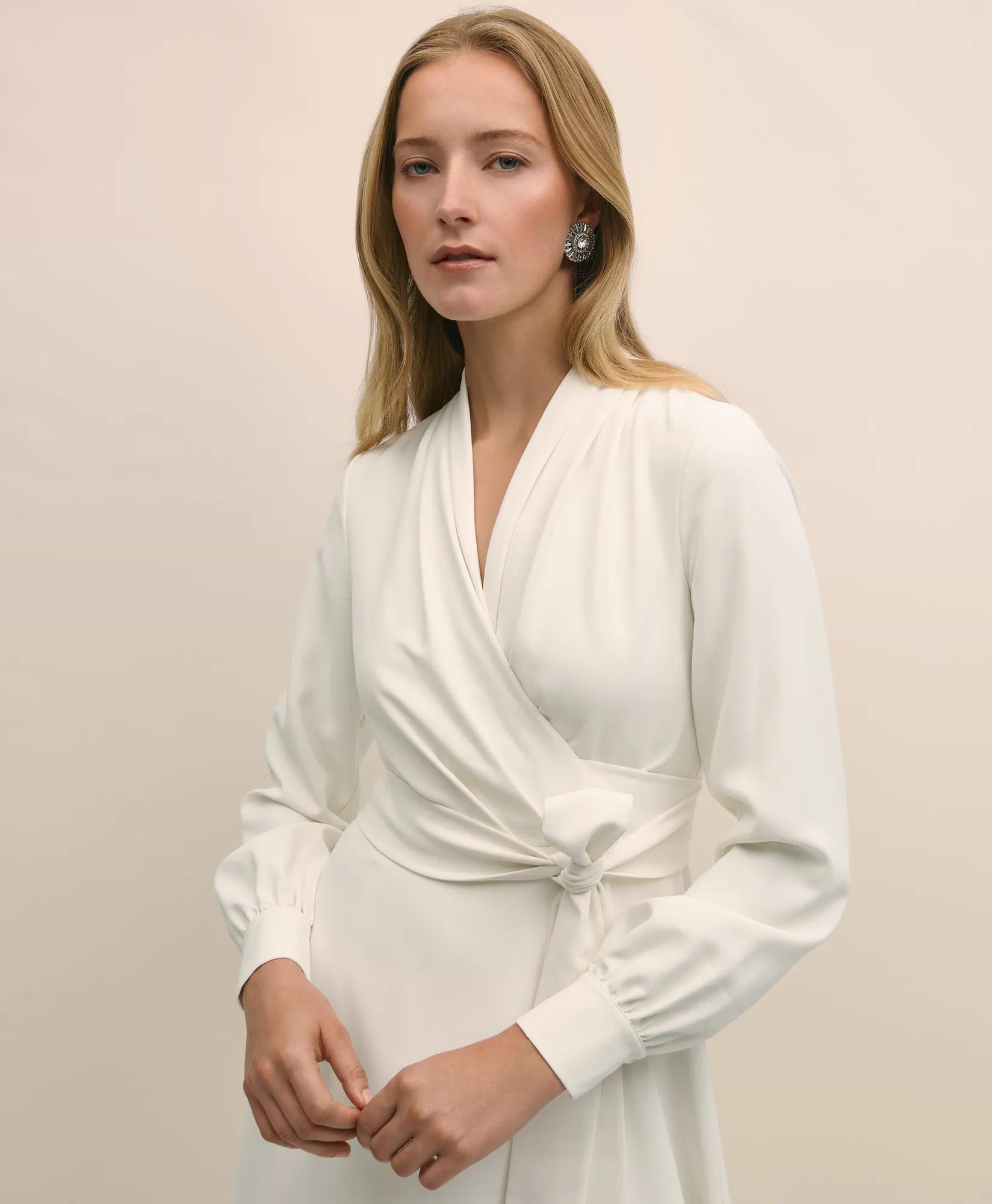 Fit-And-Flare Crepe Wrap Dress