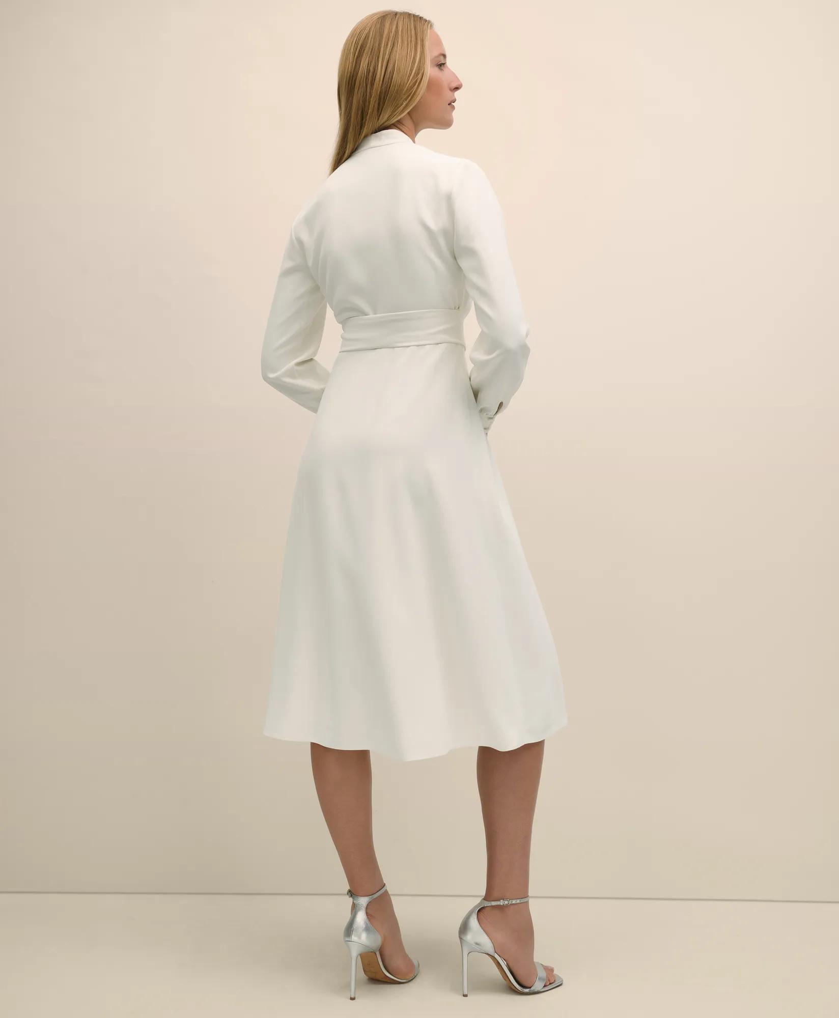 Fit-And-Flare Crepe Wrap Dress