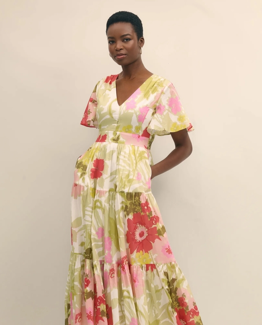 Cotton Floral Tiered Maxi Dress
