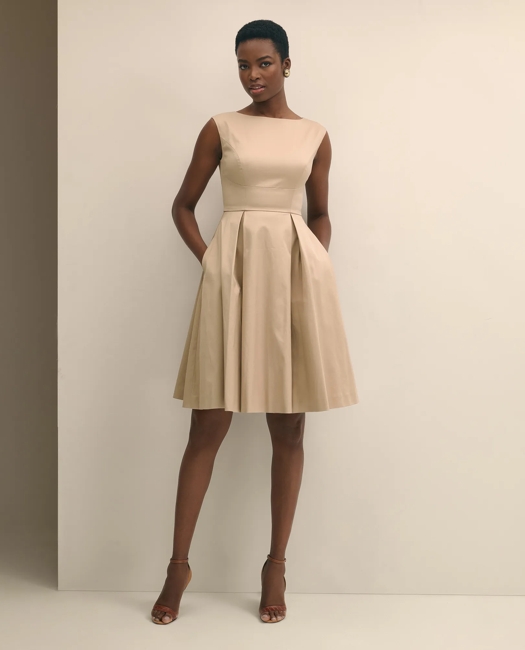 Cotton Sateen Fit-And-Flare Dress