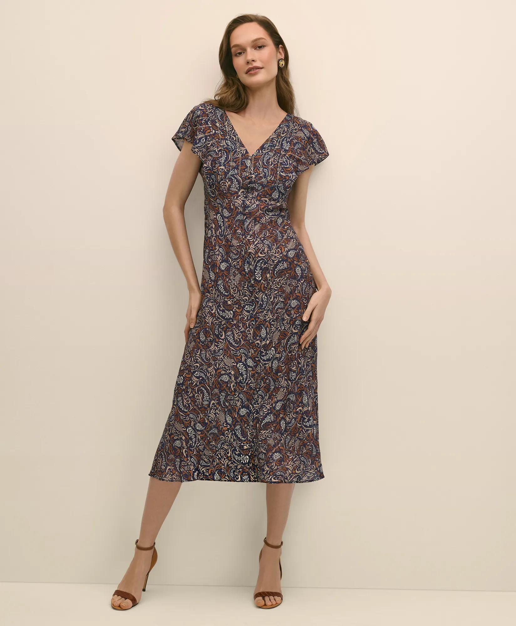 Paisley Shimmer Chevron-Stripe Dress