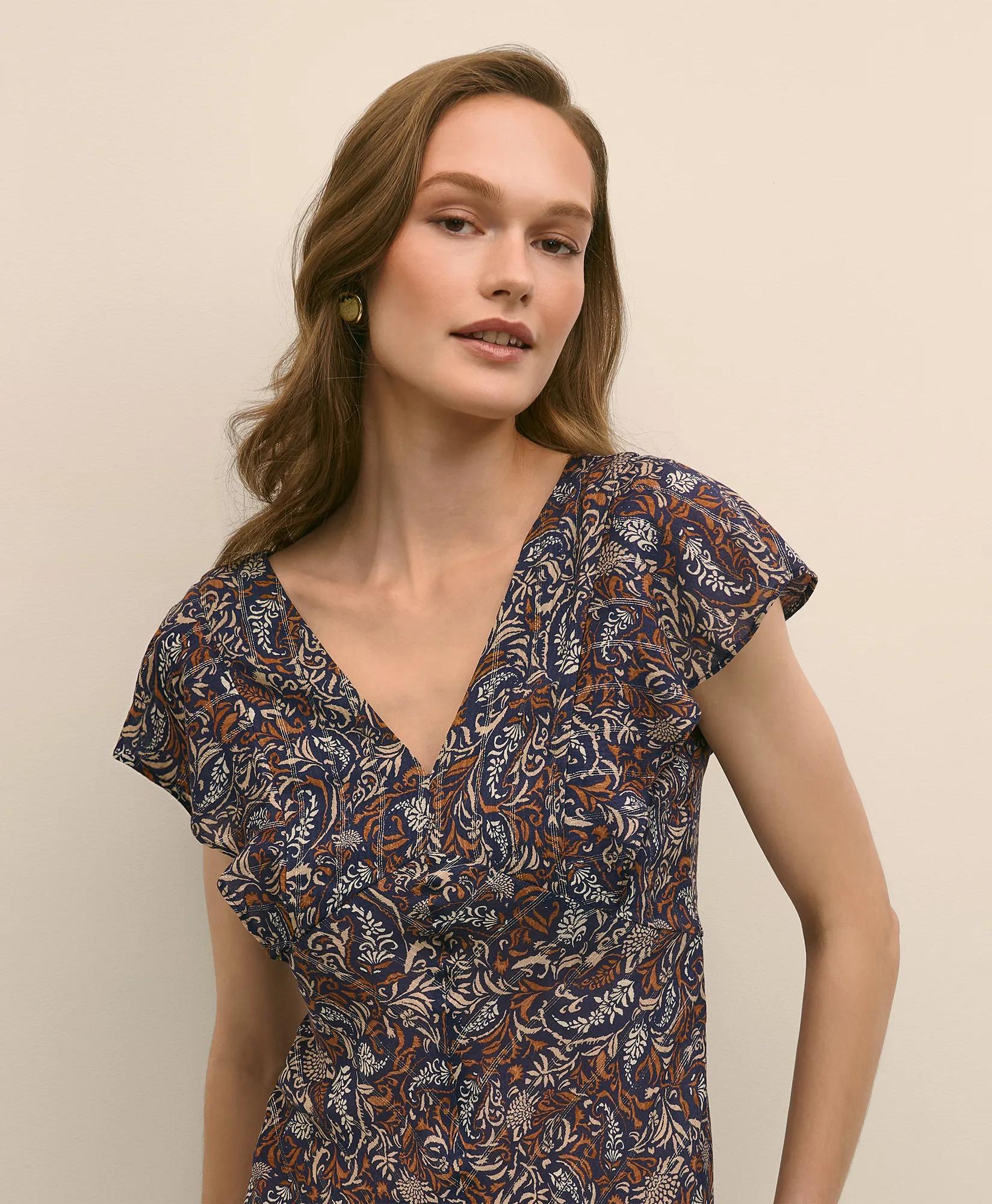 Paisley Shimmer Chevron-Stripe Dress