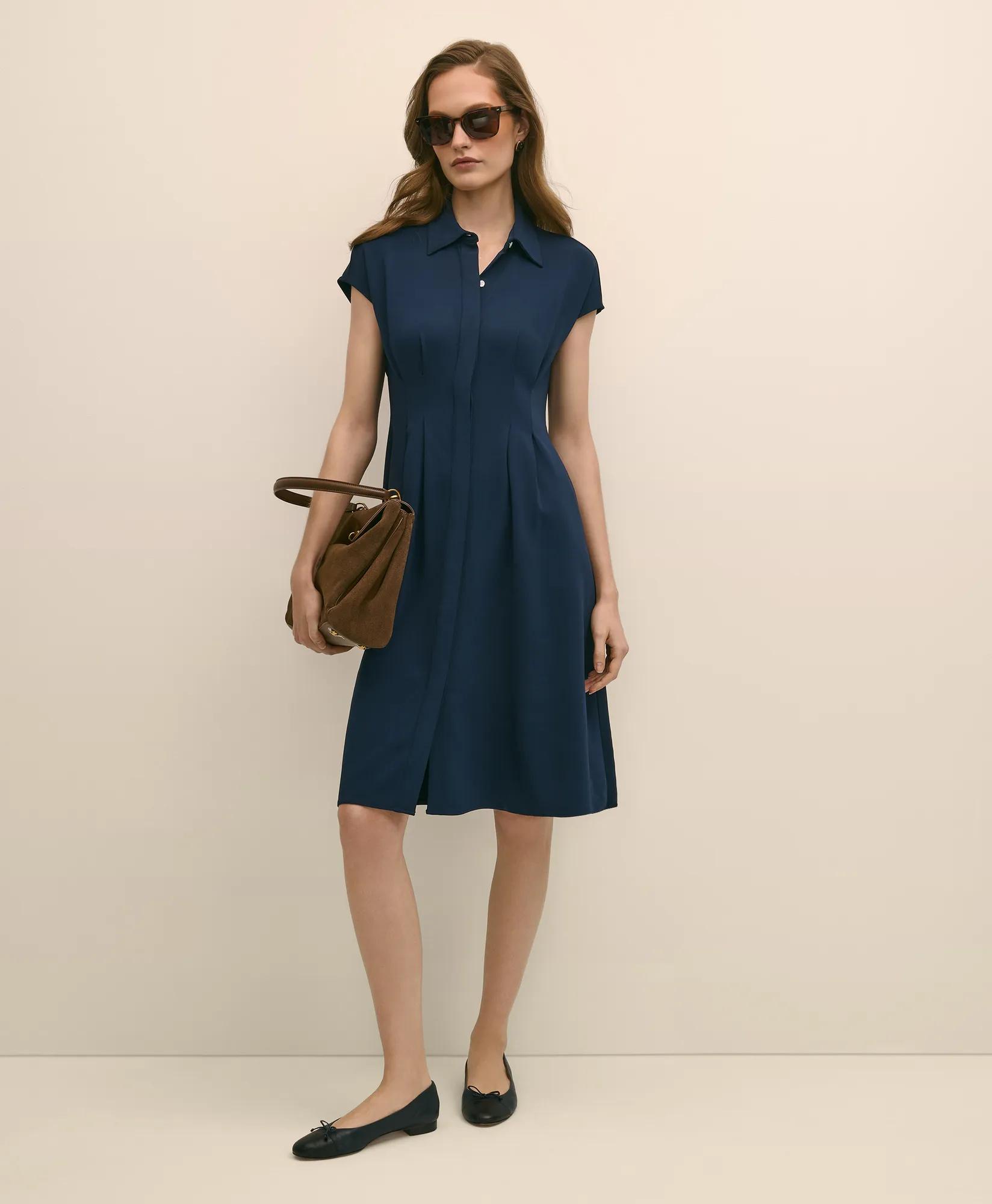A-Line Pleated Shirt Dress