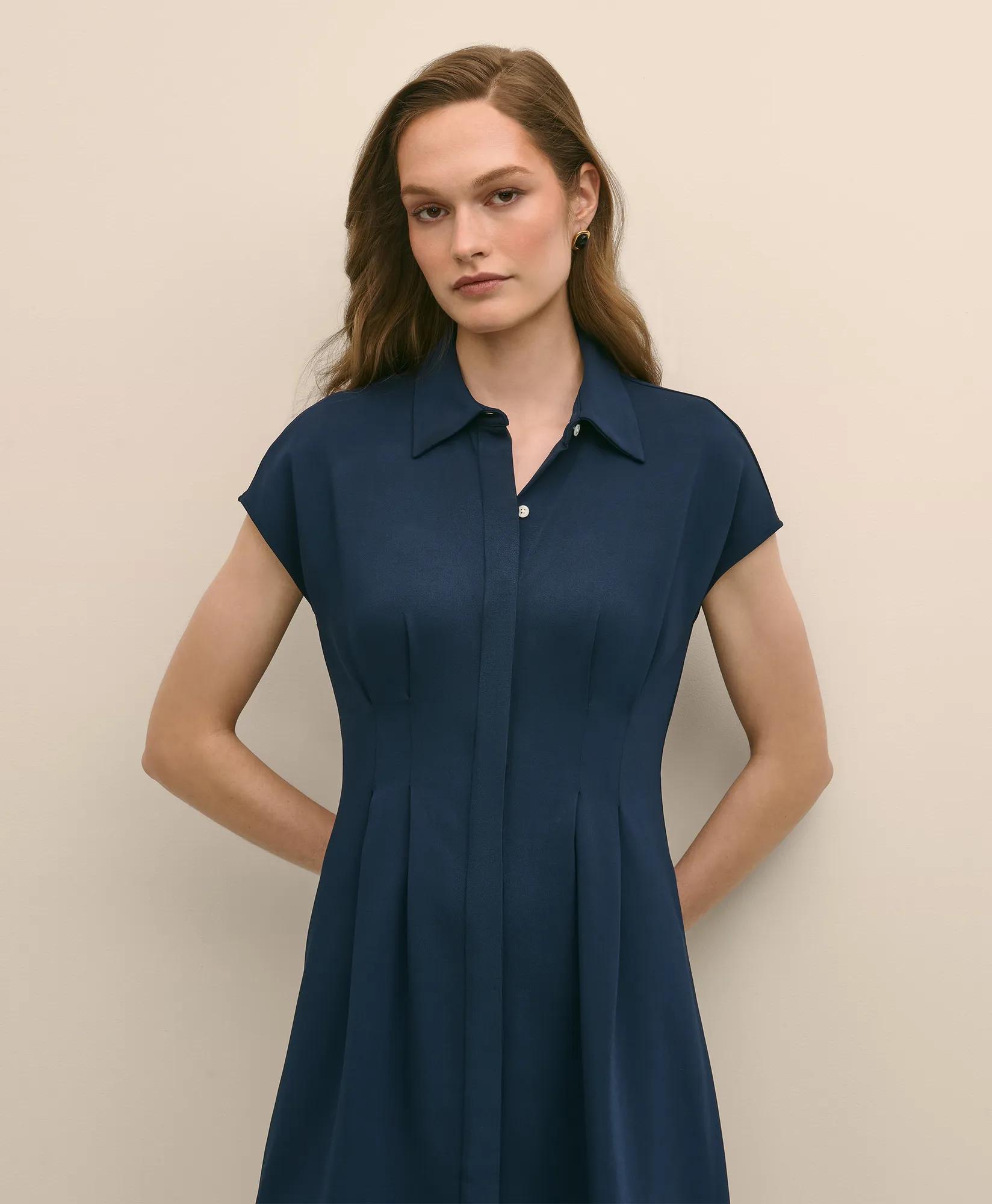 A-Line Pleated Shirt Dress