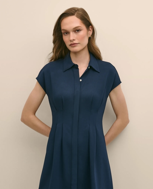 A-Line Pleated Shirt Dress
