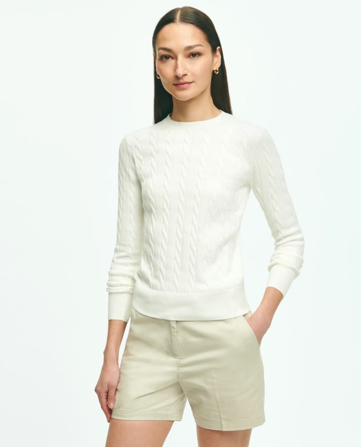 Supima Cotton Cable Crewneck Sweater