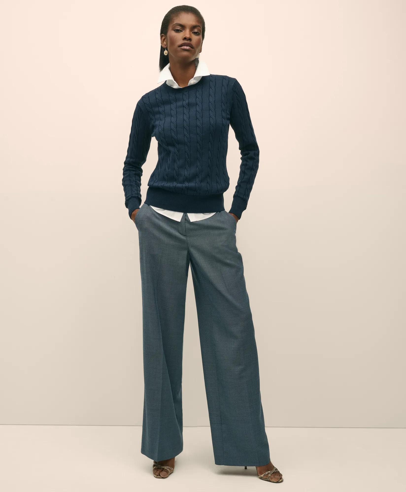 Supima Cotton Cable Crewneck Sweater