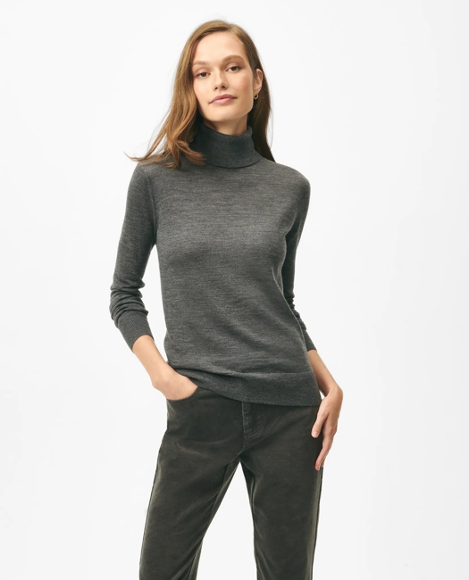 Ultimate Merino Wool Turtleneck Sweater - Grey Heather