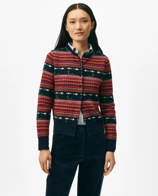 Lunar New Year Wool-Blend Fair Isle Snake Motif Cardigan