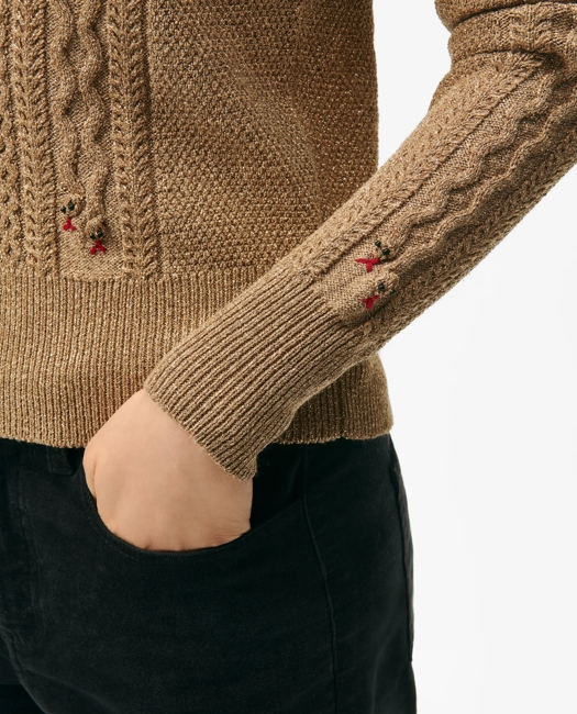 Lunar New Year Shimmer Cable Knit Snake Motif Sweater