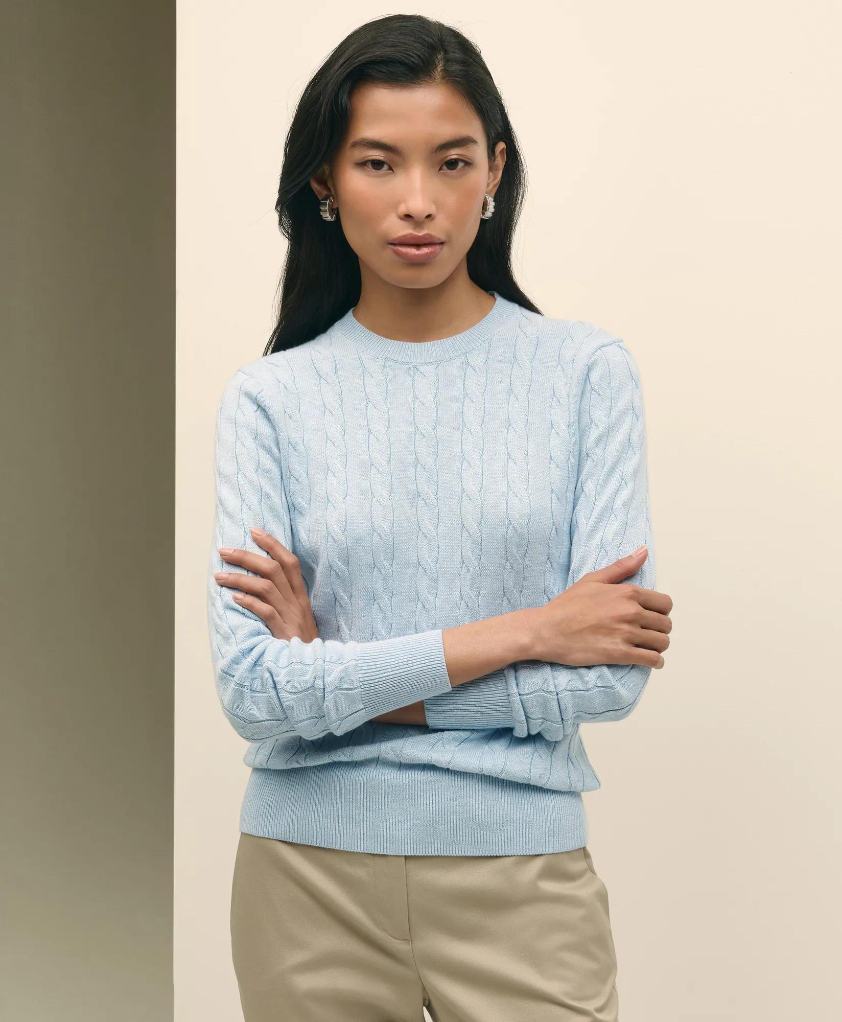 Supima Cotton Cable Crewneck Sweater