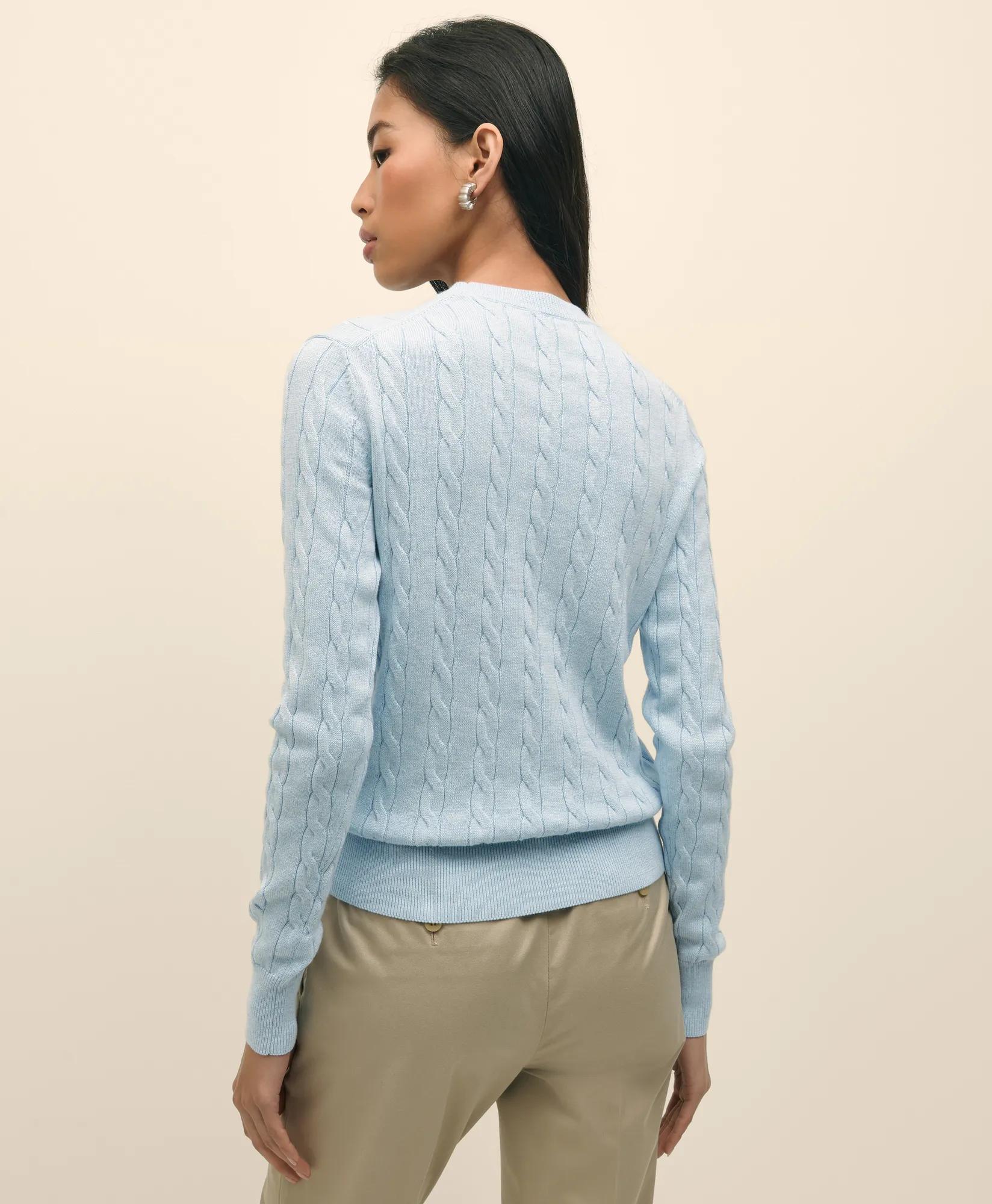 Supima Cotton Cable Crewneck Sweater