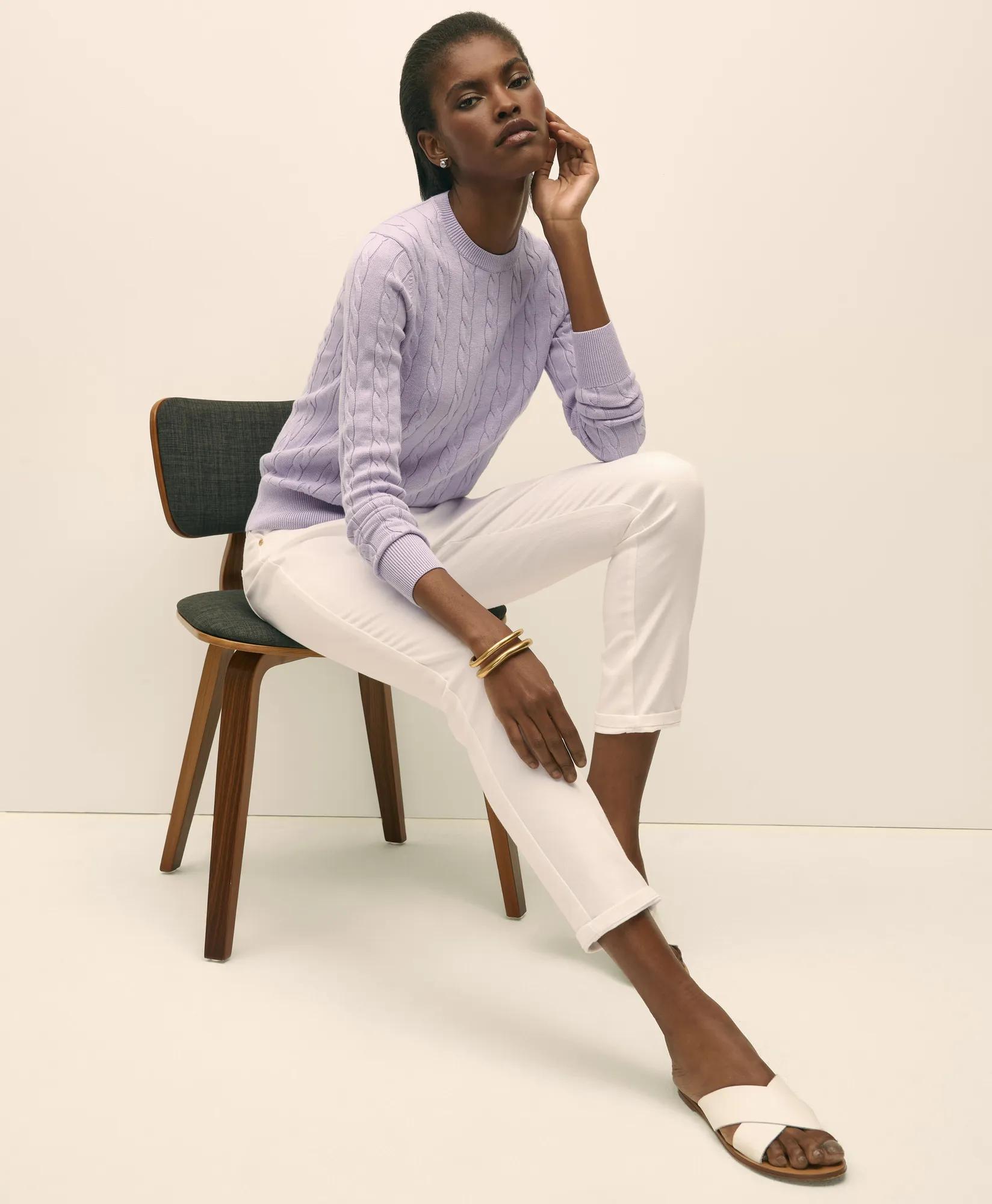 Supima Cotton Cable Crewneck Sweater