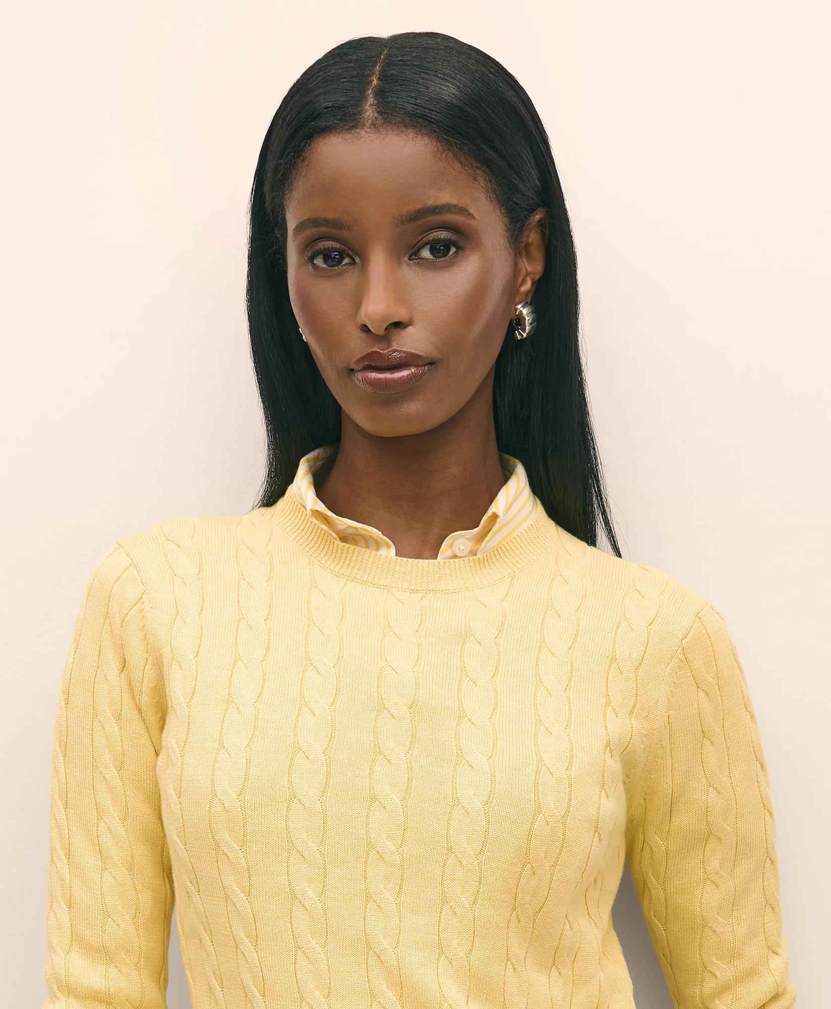 Supima Cotton Cable Crewneck Sweater